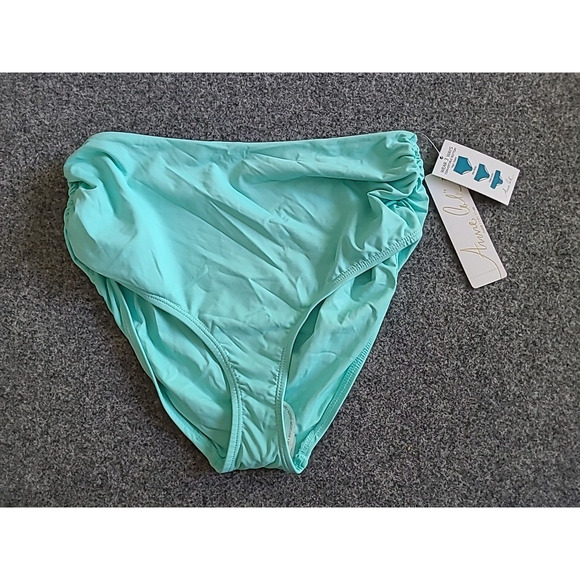 Anne Cole High Waist Bikini Bottom Convertible Swim Brief 3 Way Small Green NWT - Picture 3 of 5